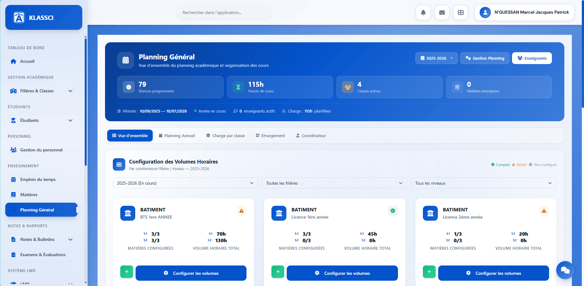 KLASSCI master timetable
