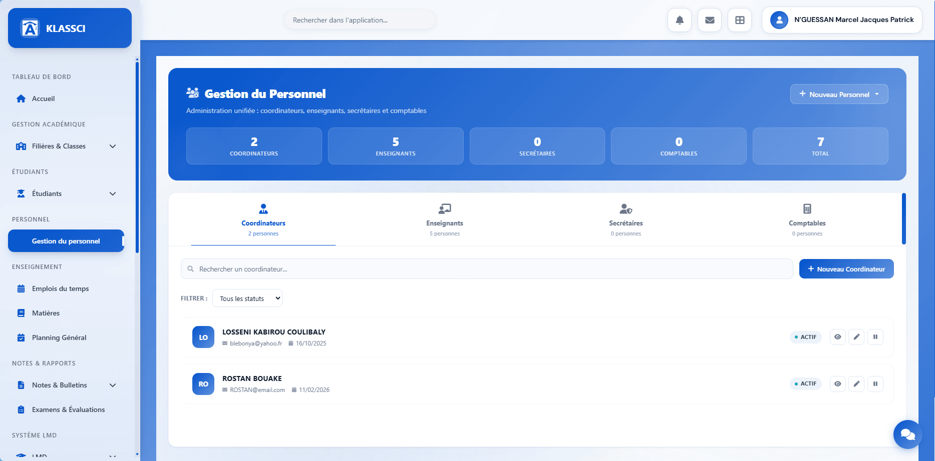 KLASSCI staff management