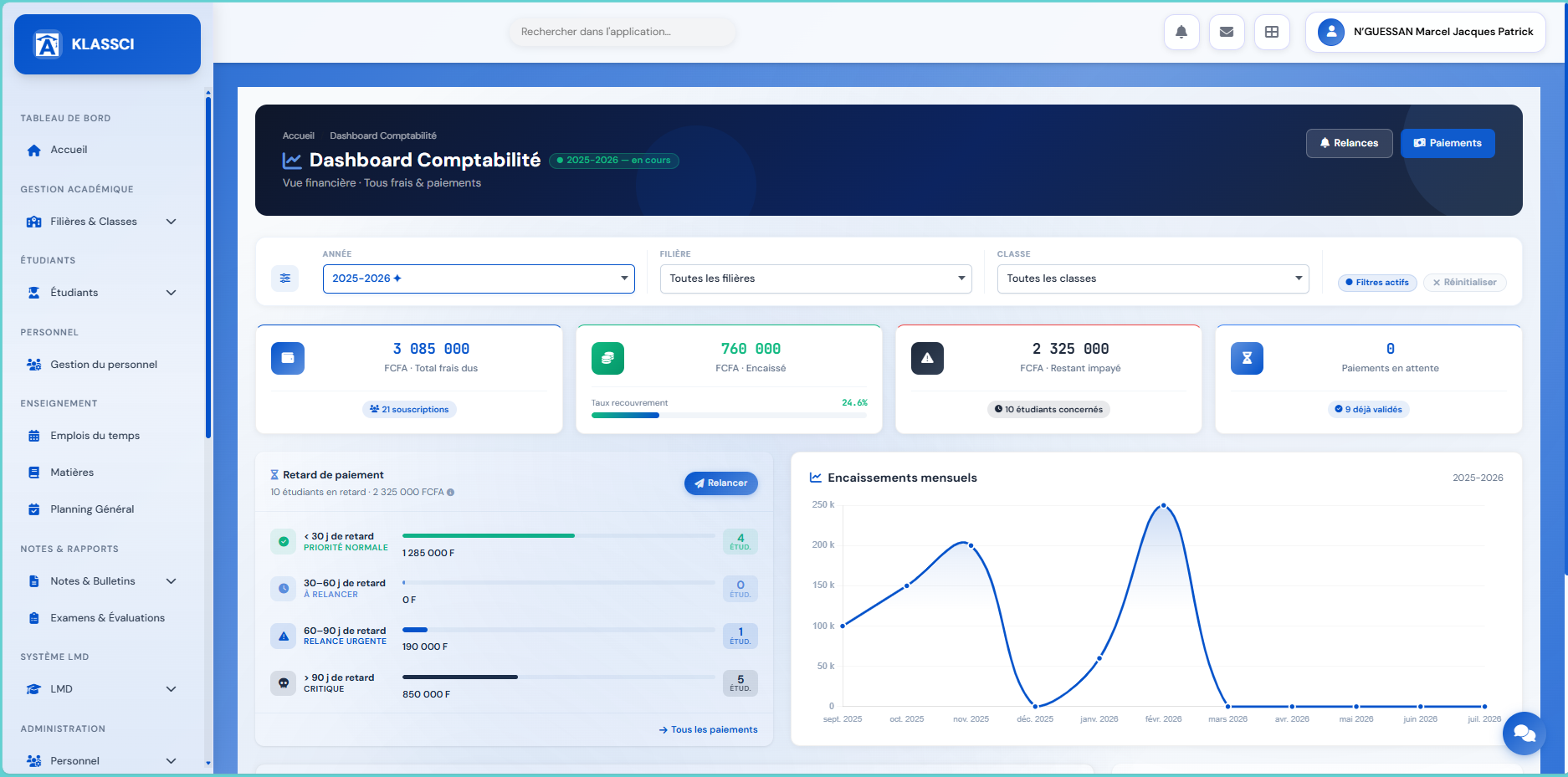 KLASSCI real-time financial tracking